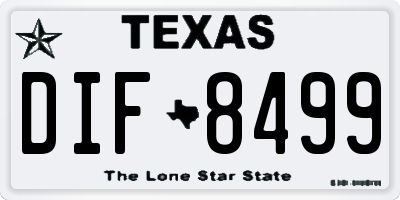TX license plate DIF8499