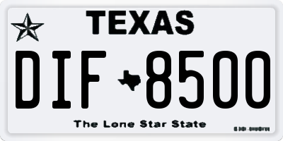 TX license plate DIF8500