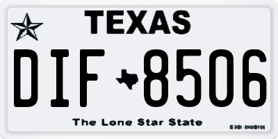 TX license plate DIF8506