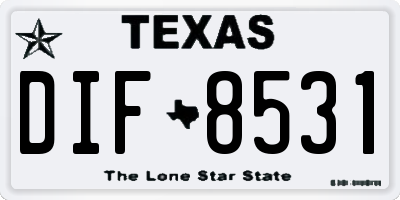 TX license plate DIF8531