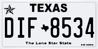 TX license plate DIF8534