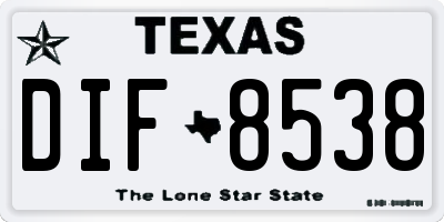 TX license plate DIF8538