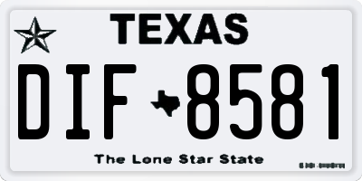 TX license plate DIF8581