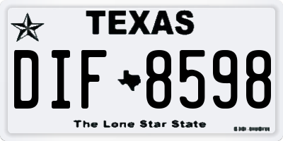 TX license plate DIF8598