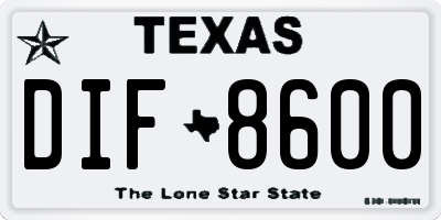 TX license plate DIF8600