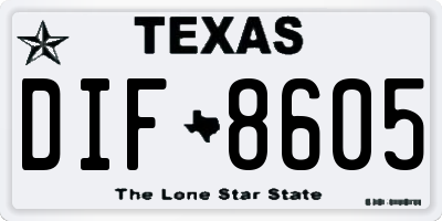 TX license plate DIF8605