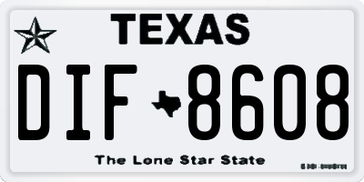TX license plate DIF8608