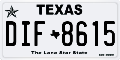 TX license plate DIF8615