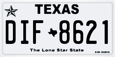 TX license plate DIF8621