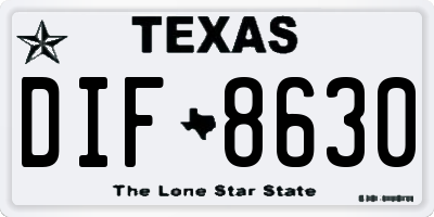 TX license plate DIF8630