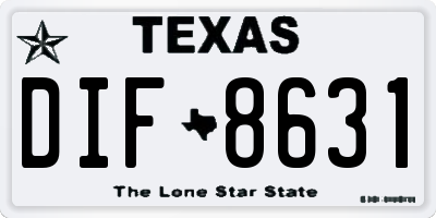 TX license plate DIF8631