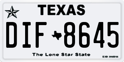 TX license plate DIF8645