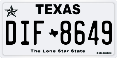 TX license plate DIF8649