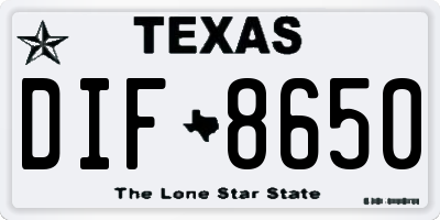 TX license plate DIF8650