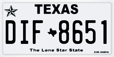TX license plate DIF8651