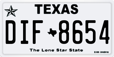 TX license plate DIF8654