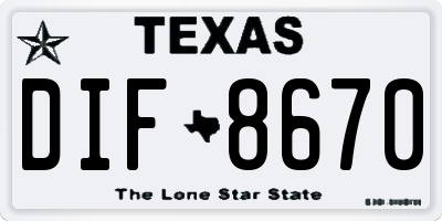TX license plate DIF8670
