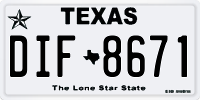 TX license plate DIF8671