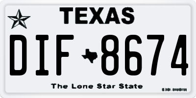TX license plate DIF8674