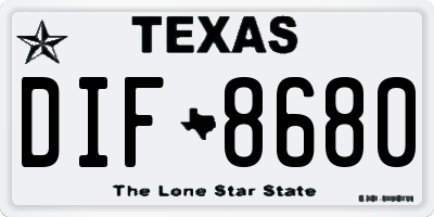 TX license plate DIF8680