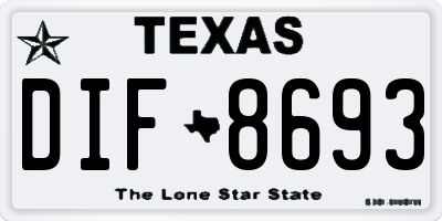 TX license plate DIF8693