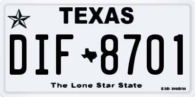 TX license plate DIF8701