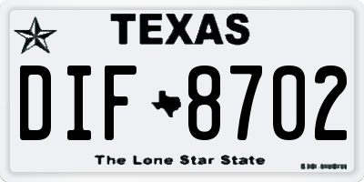 TX license plate DIF8702