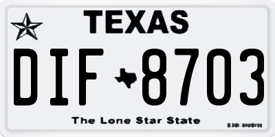 TX license plate DIF8703
