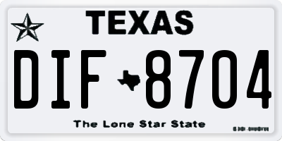 TX license plate DIF8704