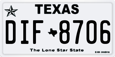 TX license plate DIF8706