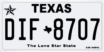 TX license plate DIF8707