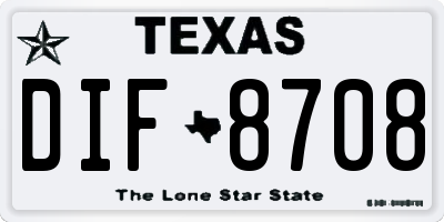 TX license plate DIF8708