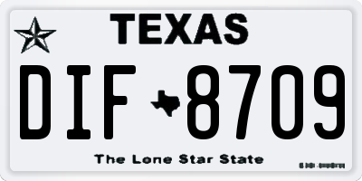 TX license plate DIF8709