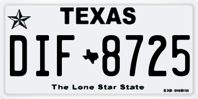TX license plate DIF8725