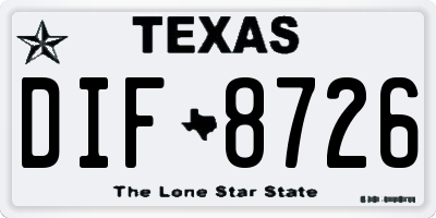 TX license plate DIF8726