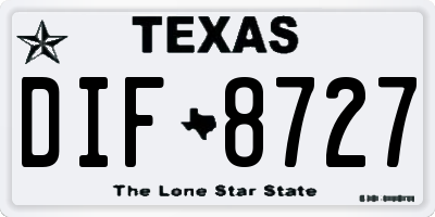TX license plate DIF8727