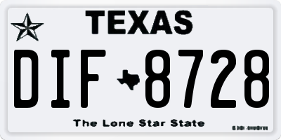 TX license plate DIF8728