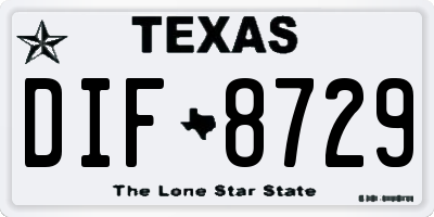 TX license plate DIF8729