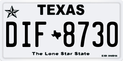 TX license plate DIF8730