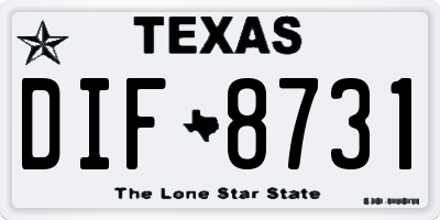 TX license plate DIF8731
