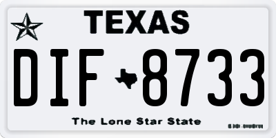 TX license plate DIF8733