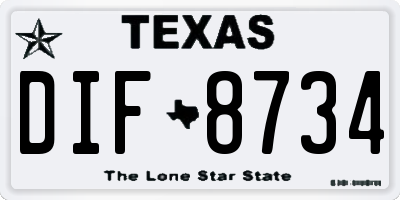 TX license plate DIF8734