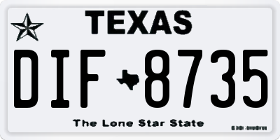 TX license plate DIF8735