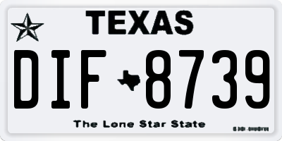 TX license plate DIF8739