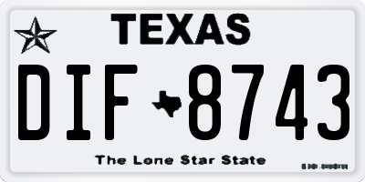 TX license plate DIF8743
