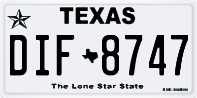 TX license plate DIF8747