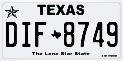 TX license plate DIF8749