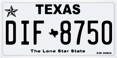 TX license plate DIF8750