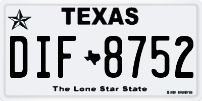 TX license plate DIF8752