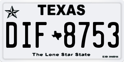 TX license plate DIF8753